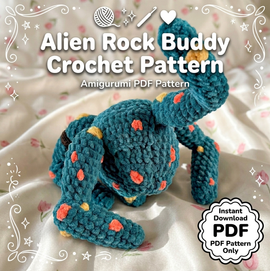 Alien Rock Buddy Crochet Pattern 👽 Cute Space Plush Amigurumi (PDF Tutorial)