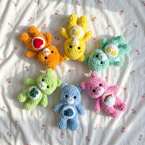 6-in-1 Care Bears Crochet Pattern 🌈 Low-Sew Plush Bundle PDF