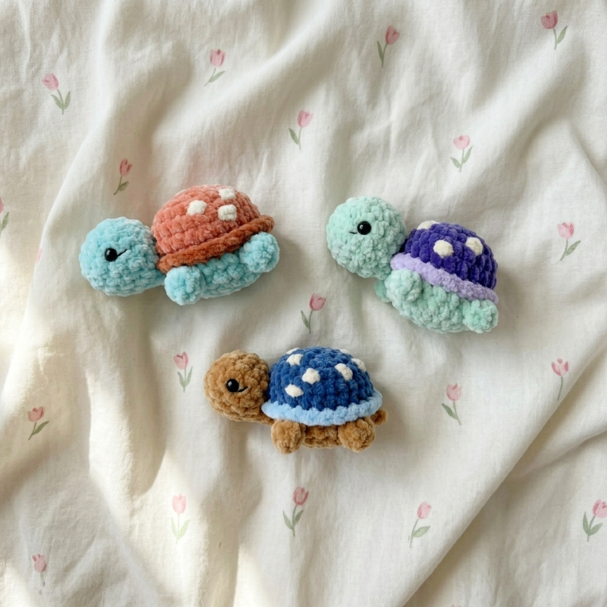 Mini Turtle Crochet Pattern 🐢 No-Sew Amigurumi PDF (Cute Ocean Plush)