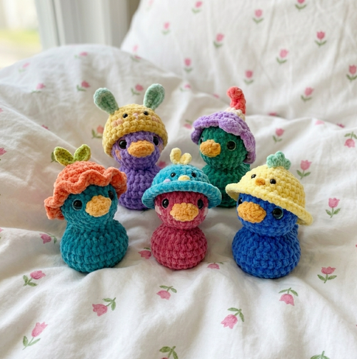 No-Sew Rubber Duck Crochet Pattern 🐥 5-in-1 Cute Animal Hats Bundle (PDF)
