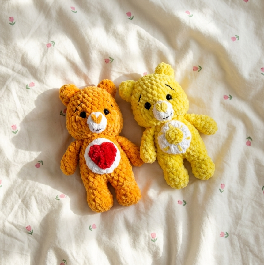 6-in-1 Care Bears Crochet Pattern 🌈 Low-Sew Plush Bundle PDF
