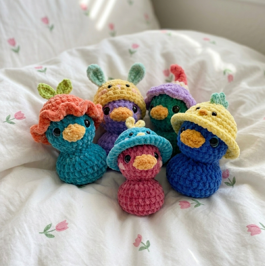 No-Sew Rubber Duck Crochet Pattern 🐥 5-in-1 Cute Animal Hats Bundle (PDF)