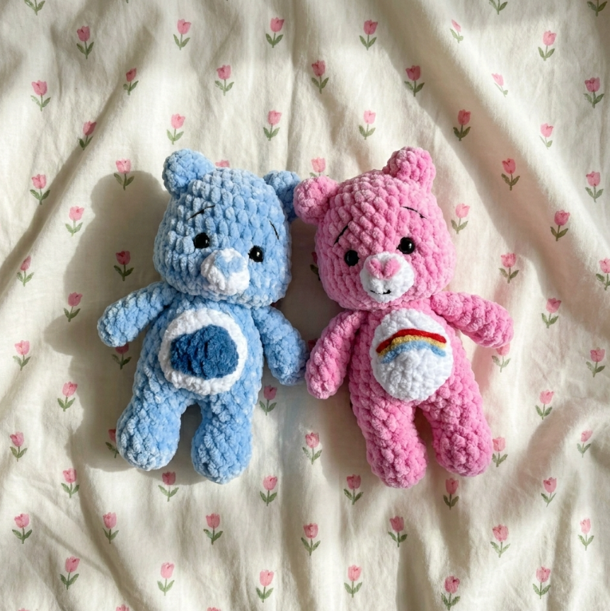 6-in-1 Care Bears Crochet Pattern 🌈 Low-Sew Plush Bundle PDF