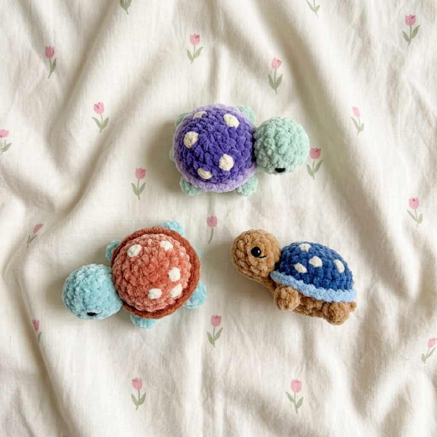 Mini Turtle Crochet Pattern 🐢 No-Sew Amigurumi PDF (Cute Ocean Plush)