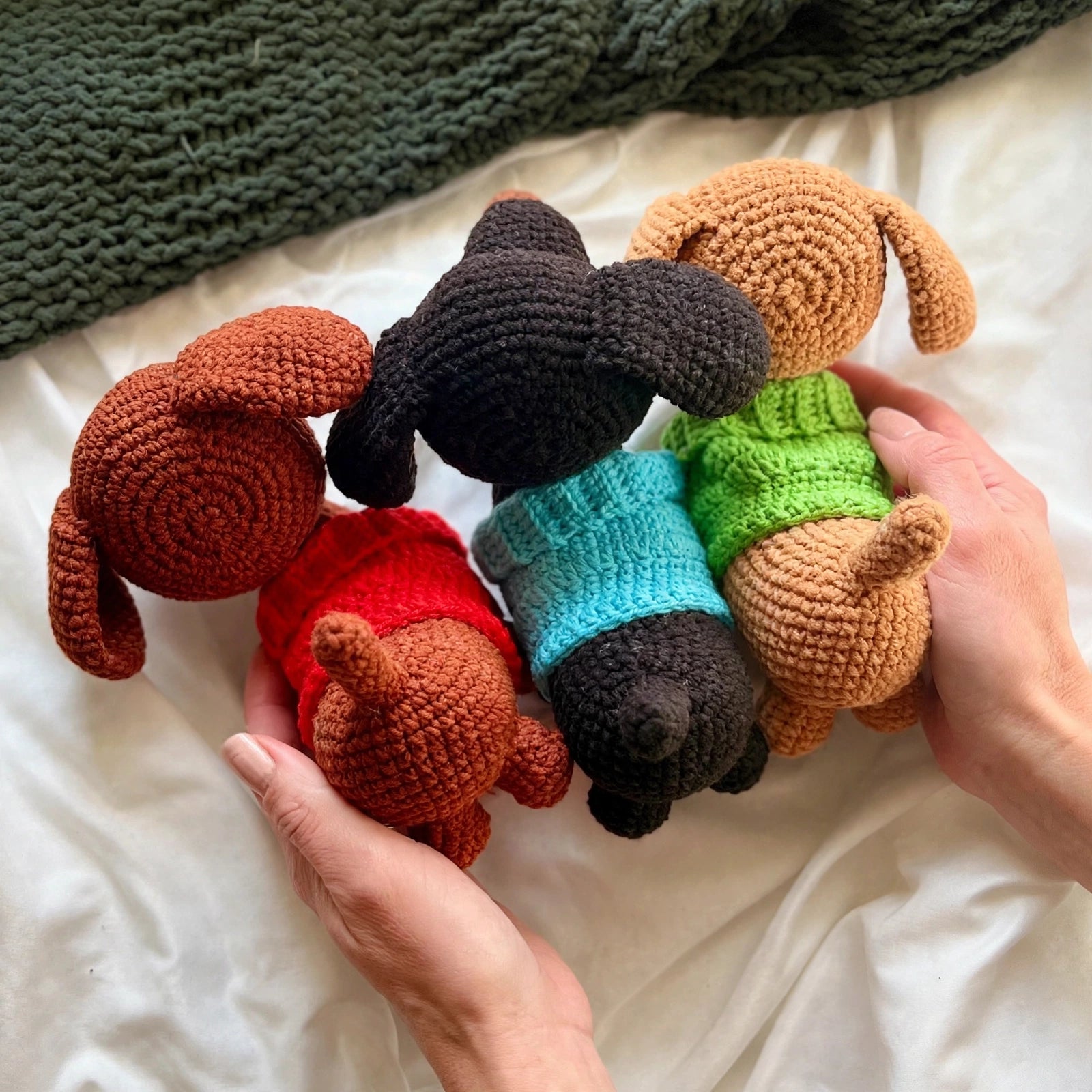 Crochet Dachshund in Sweater Pattern, Amigurumi Dog PDF
